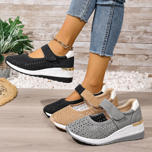 Dame Åndbare Sneakers med praktisk Velcro og fashionable huldesign Stilla