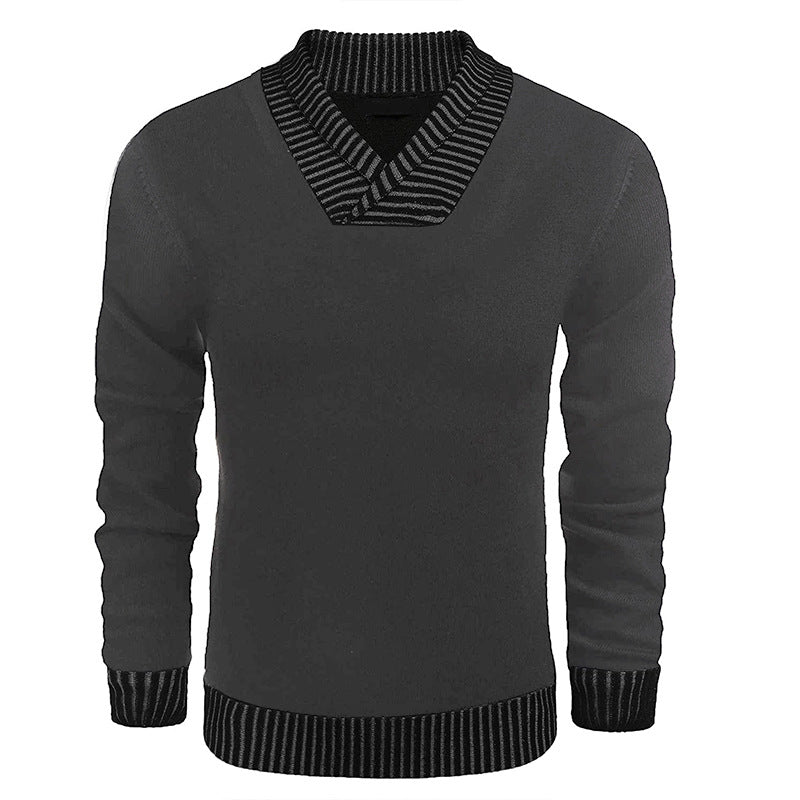 Herrer elegant pullover med diagonal stribet krave og komfortabelt snit Stilla