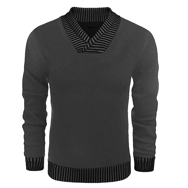 Herrer elegant pullover med diagonal stribet krave og komfortabelt snit Stilla
