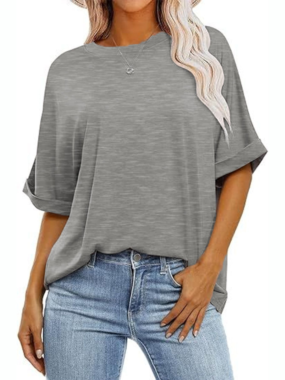 Dame luftigt Oversized-T-Shirt i højkvalitets jersey-stof med moderne snit Stilla
