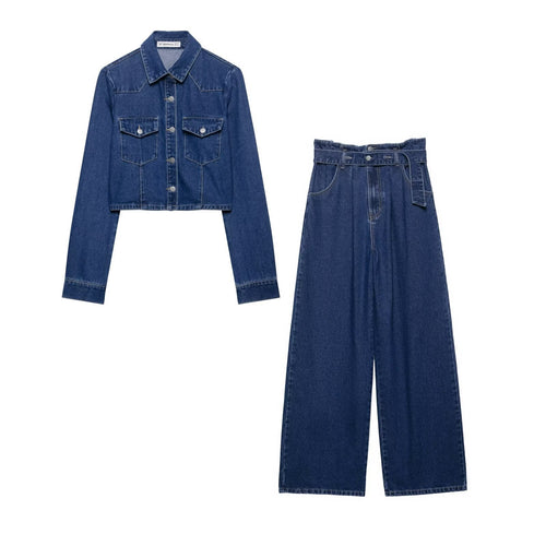 Dame Bred Jeans med Høj Talje og Aftageligt Stofbælte Stilla