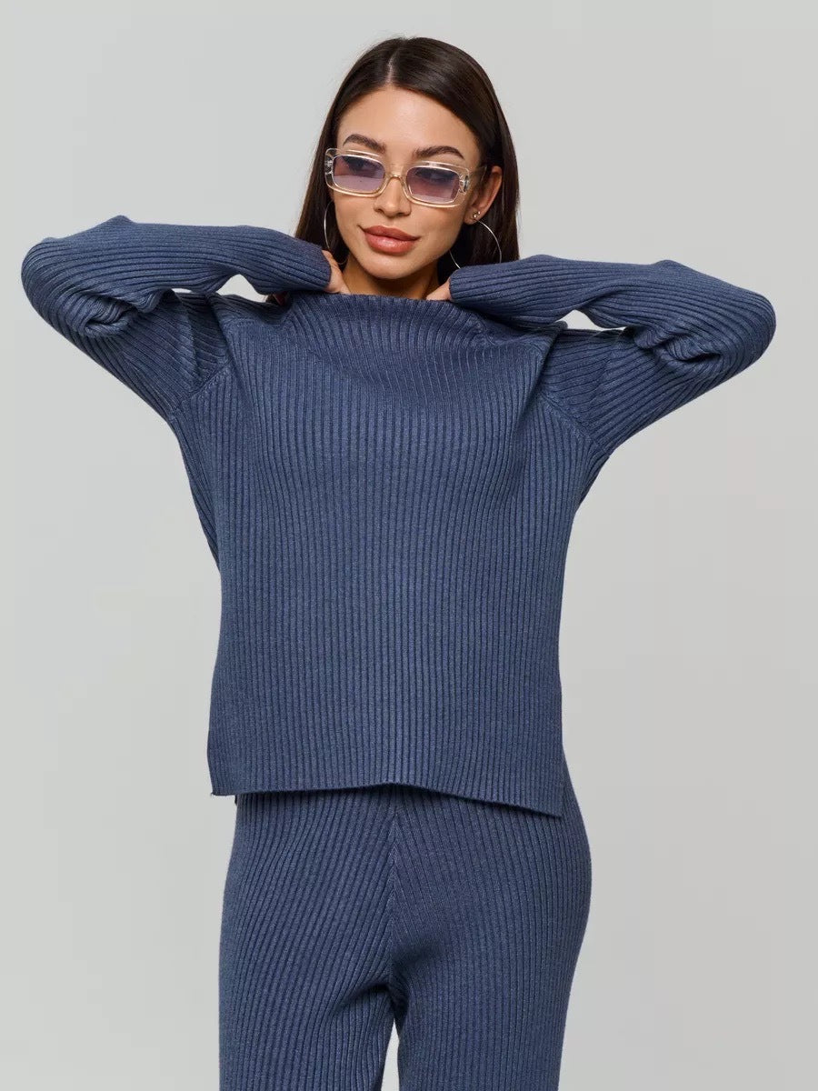 Dame Behagelig Ribstrikket Pullover Stilla