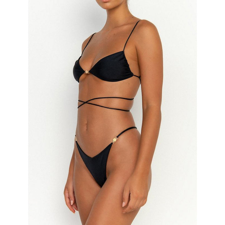 Dame Høj kvalitets Cut-Out Bikini med Guldfunktioner Stilla