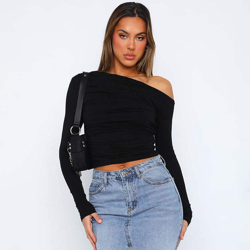 Damer Rynk Longsleeve med asymmetrisk U-hals Stilla