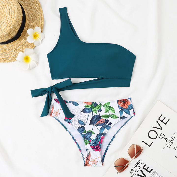 Dame asymmetrisk én-skulder bikini sæt Stilla 1750839435
