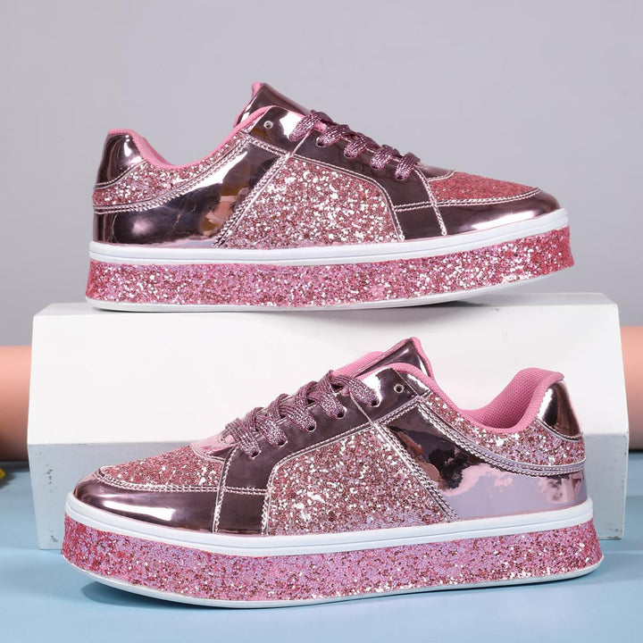Dame Funklende Plateau-Sneakers Stilla