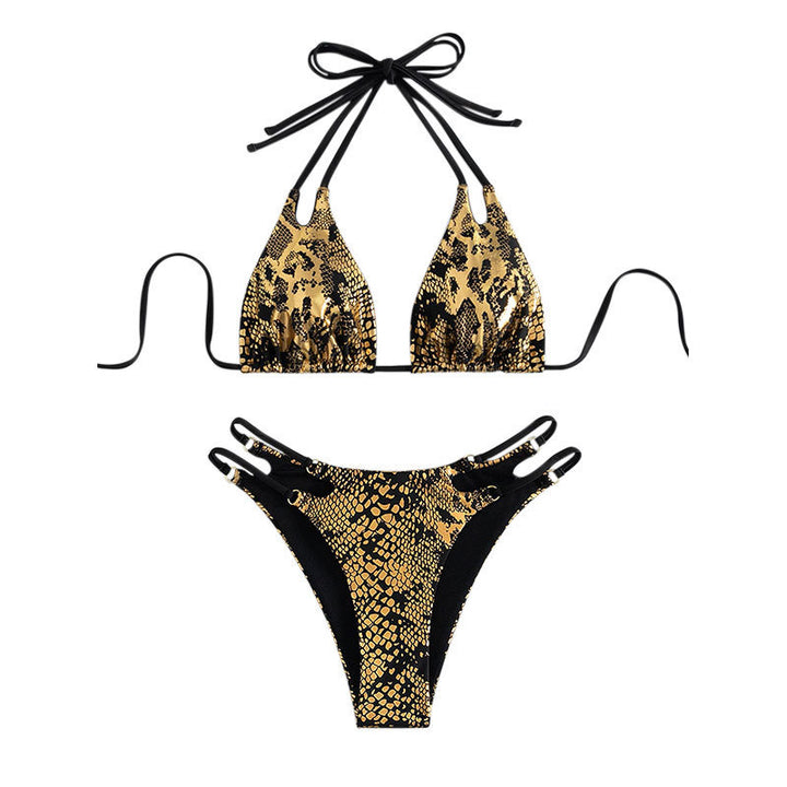 Dame triangel-bikini med raffineret snit og snoet design Skovae