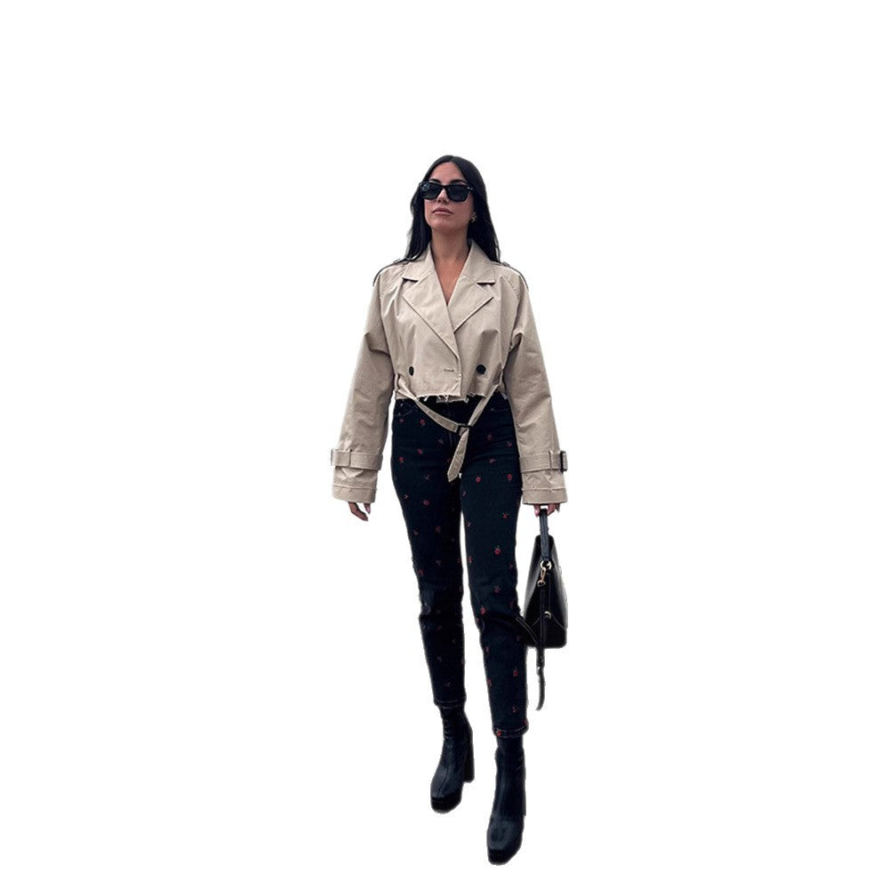 Dame modisch trenchcoat med bælte og oversized snit Stilla