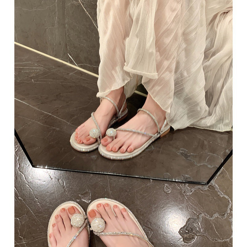 Damernes Elegante med Rhinsten-pyntede Rutsch-sandaler Stilla
