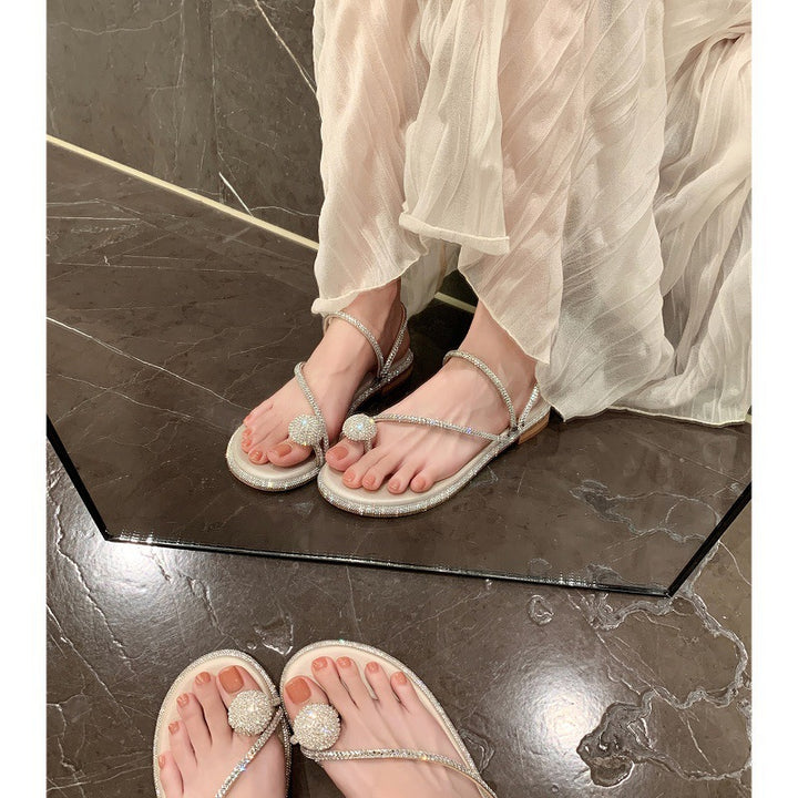 Damernes Elegante med Rhinsten-pyntede Rutsch-sandaler Stilla