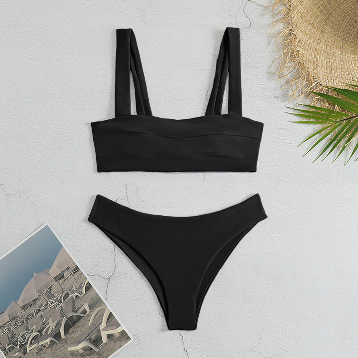 Dame Sporty Bikini-sæt med brede stropper og rynket top Stilla