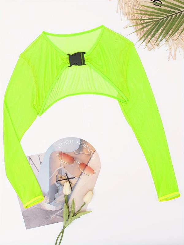 Dame Cropped Mesh-top med elastisk bånd Skovae
