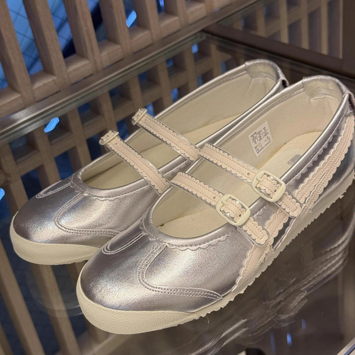 Dame elegante Mary Jane Ballerinas med dobbelt rem og dekorativ trim Stilla
