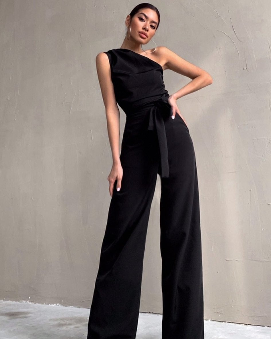 Dame Elegant heldragt med asymmetrisk overdel og bredde ben Stilla