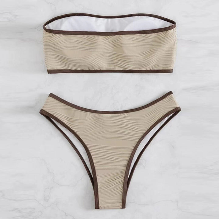 Dame Bandeau-Bikini-sæt med struktureret design og elegant afslutning Stilla