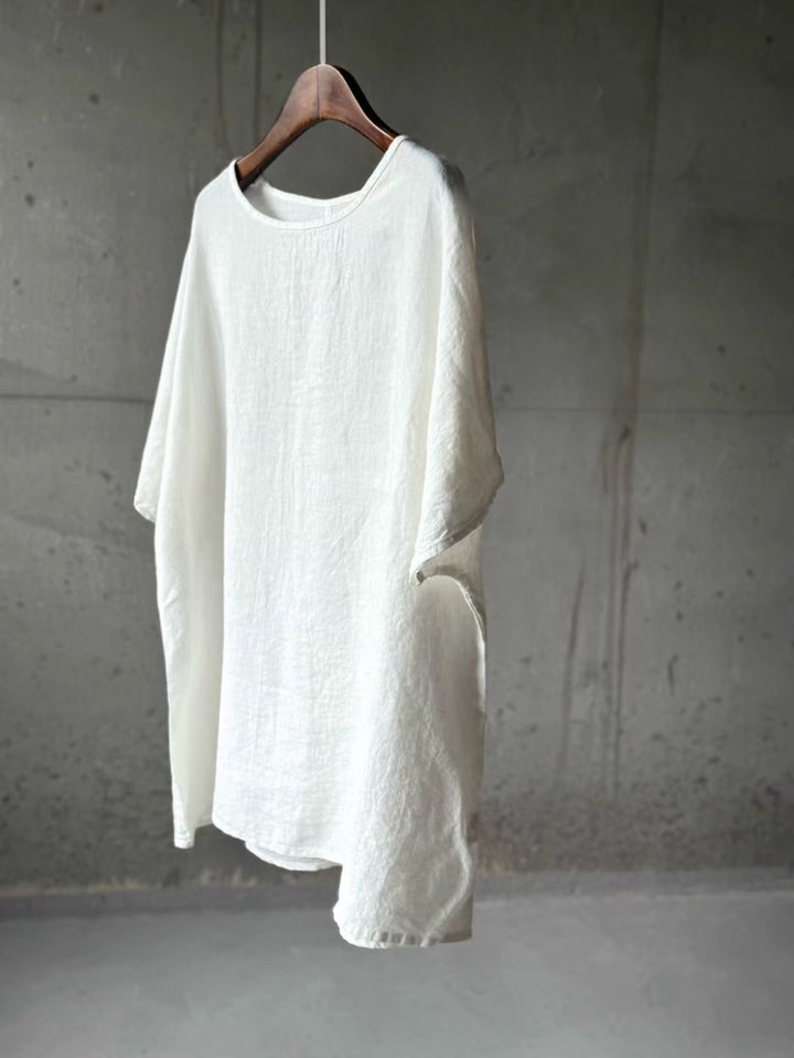 Femme Åndbart Linned Rundhals Top Stilla
