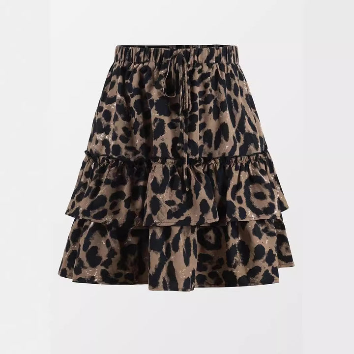 Dame Trappe Leopardtryk Mini Nederdel Stilla