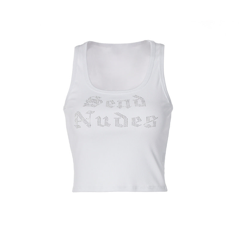 Dame Sporty Crop-Top med funklende strassdetaljer Stilla
