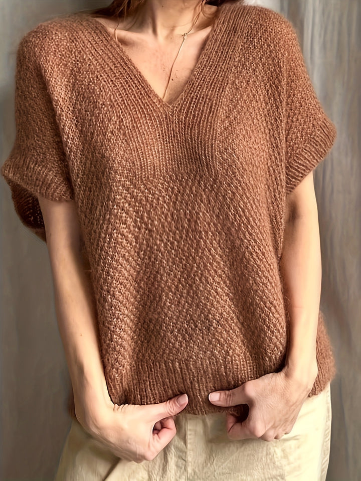 Femme Chunky Strik V-Udskæring Top Stilla