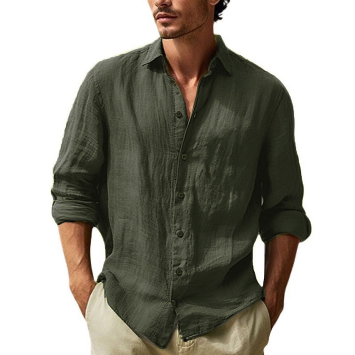 Herrer Elegant linned skjorte med moderne snit og afslappet look Stilla