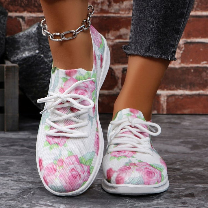 Dame Behagelige Slip-On Sneakers med blomsterdesign og åndbar overflade Stilla