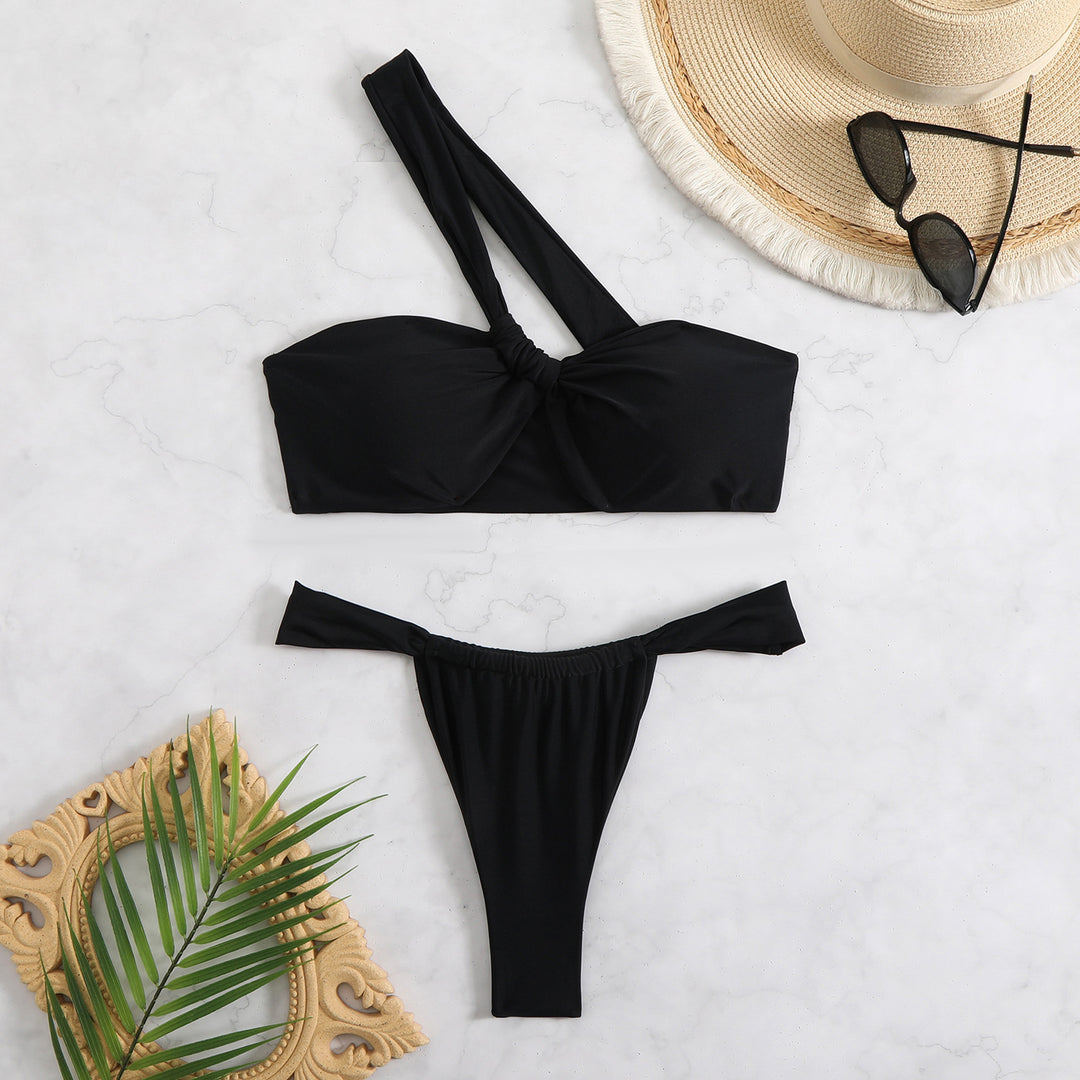 Femme One-Shoulder Mønstret Bikini Sæt Stilla