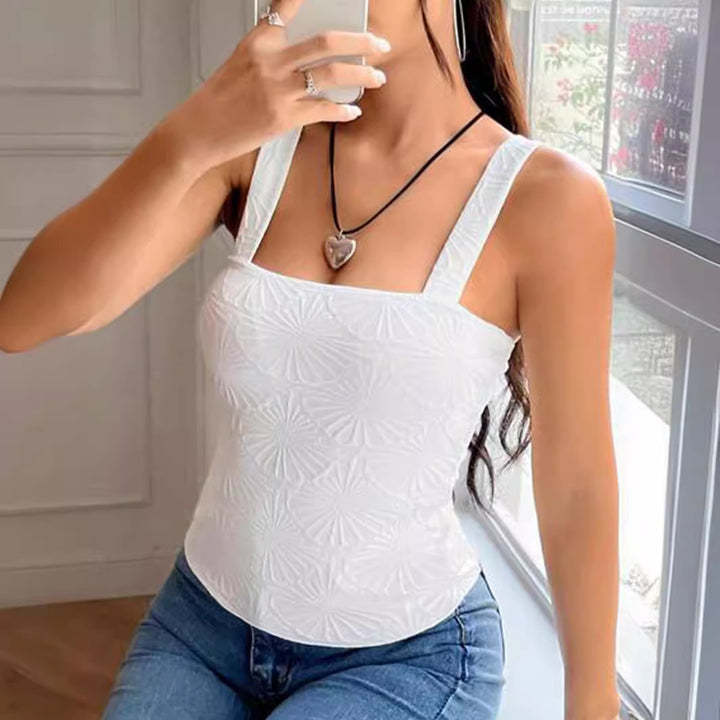 Dame Tekstureret Kvadrat-Udskæring Crop Top Stilla