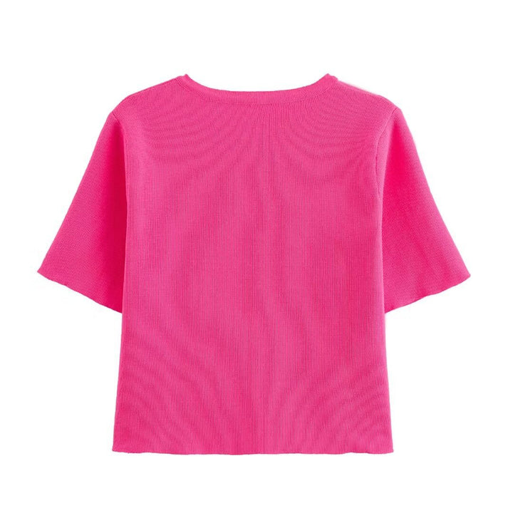 Dame Relaxed Fit Button-Up Cardigan med korte ærmer Stilla