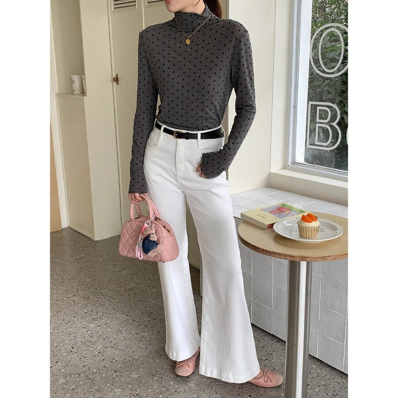 Kvinders Langærmet Polka Dots Turtleneck Stilla