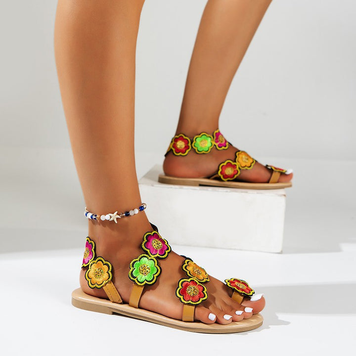 Dame Mode Sandaler med farverigt blomsterdesign Stilla
