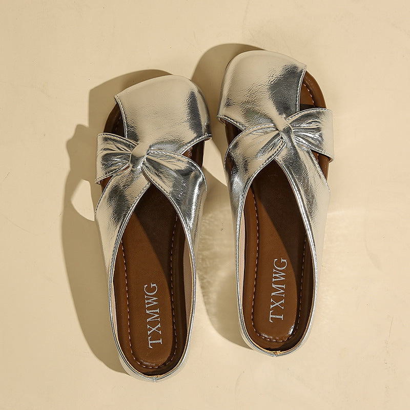 Femme Styliske Sløjfe-Detalje Slip-On Mules Stilla