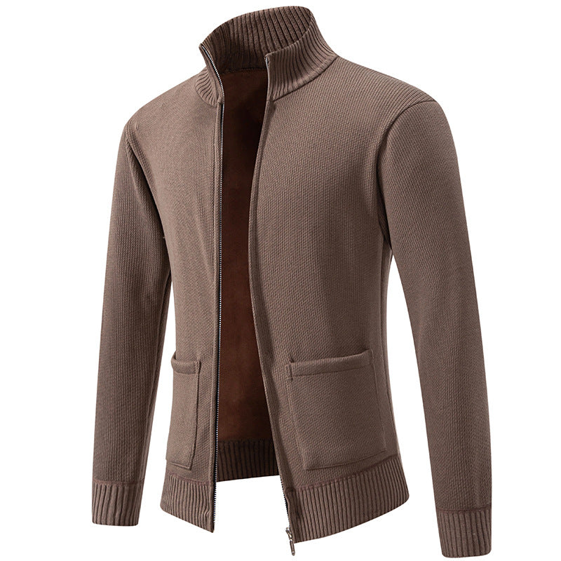 Herrer struktureret lynlås strikjakke sweater Stilla