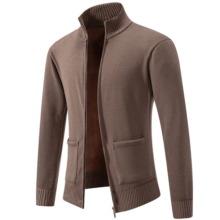 Herrer struktureret lynlås strikjakke sweater Stilla