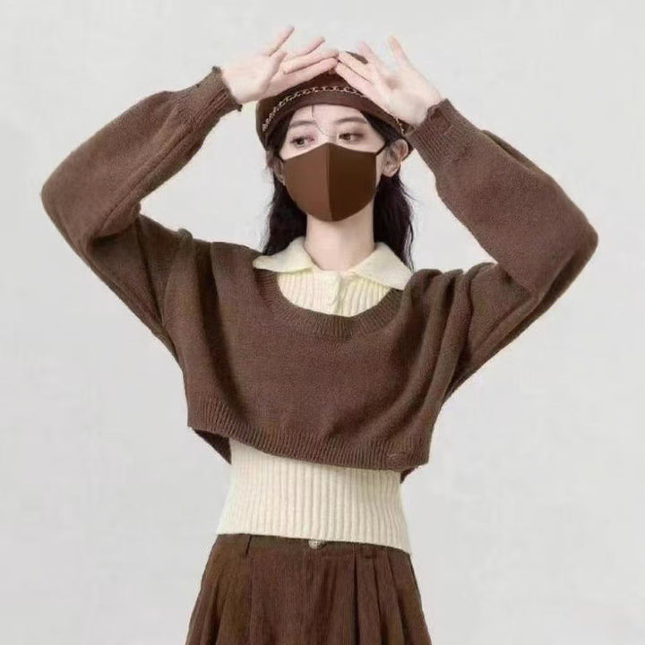 Dame mode crop sweater med unikt design Stilla