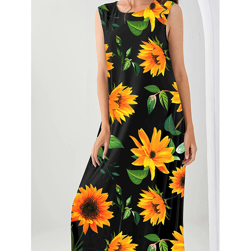 Dame maxikjole med blomsterprint Stilla
