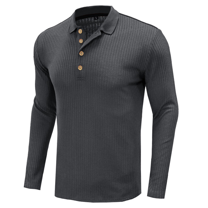 Herre Langærmet Poloshirt med struktureret Ribdesign Stilla