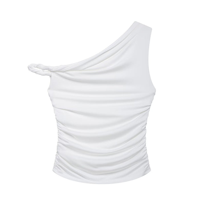 Femme En-skulder Rynkning Top Stilla