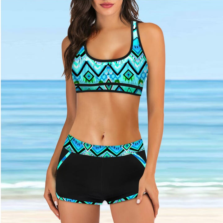 Dame Sports-Bikini-Sæt med stilfuld Crop-Top og Shorts Stilla