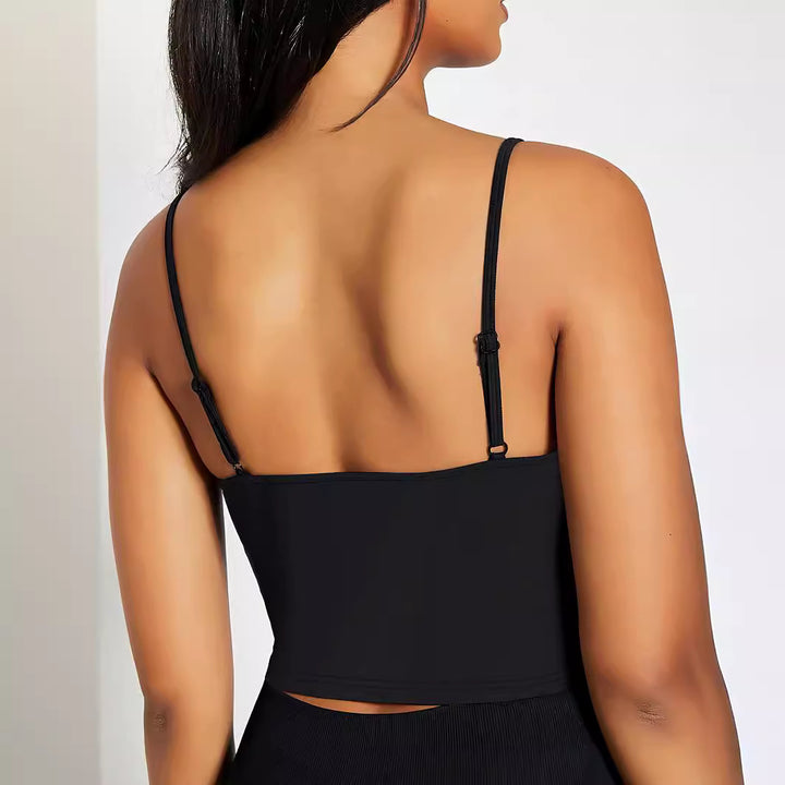 Dame Crop-Top med kreativ tekst og fine stropper Skovae