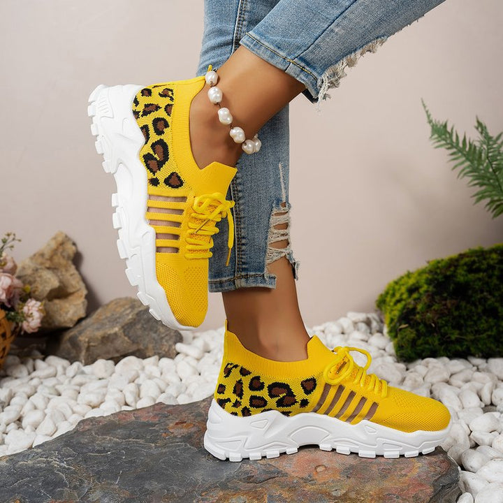 Dame Sporty Komfort Sneakers med stilfuld leopardmønster Stilla
