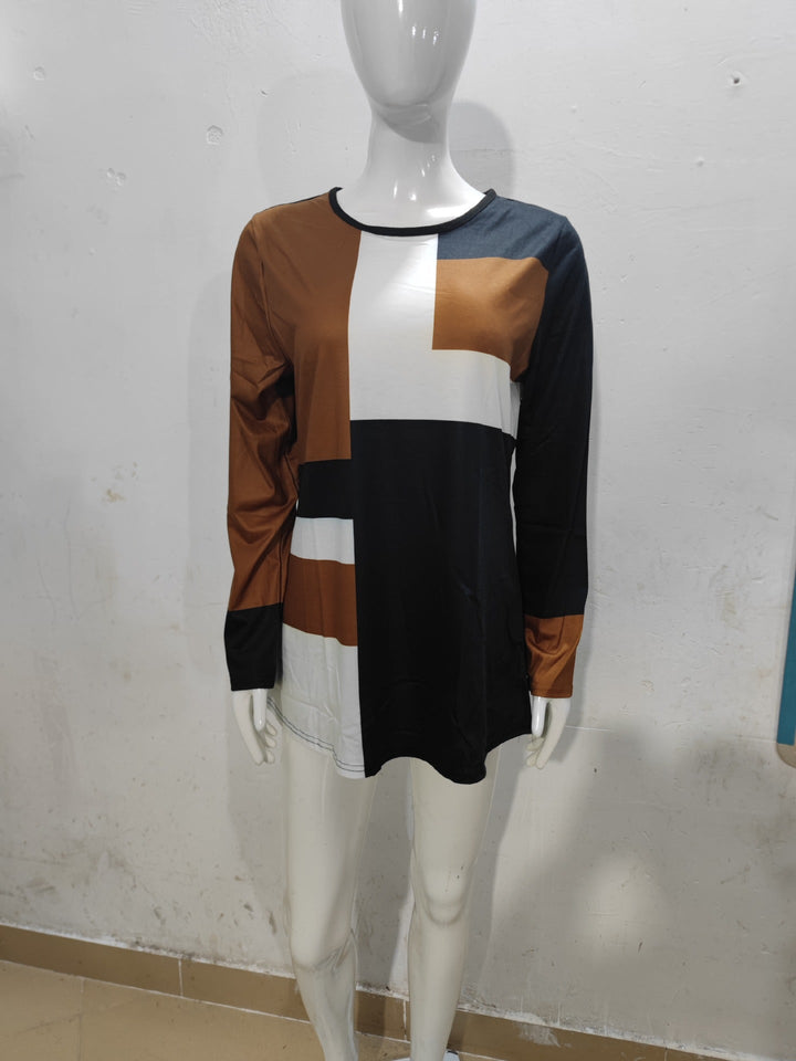 Stilla | Trendy Print Rund Hals Lange Ærmer Top