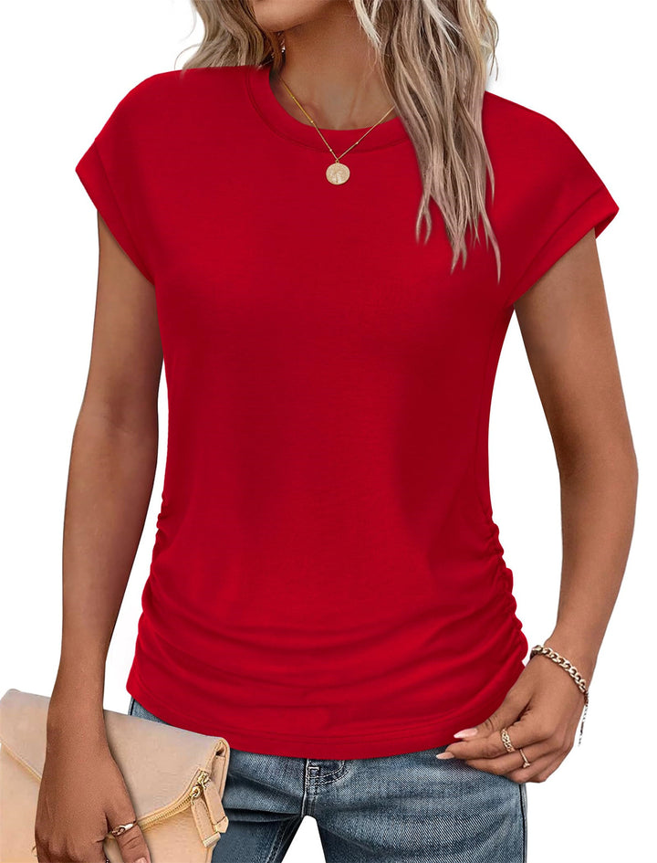 Dame afslappet T-shirt med rynke Stilla