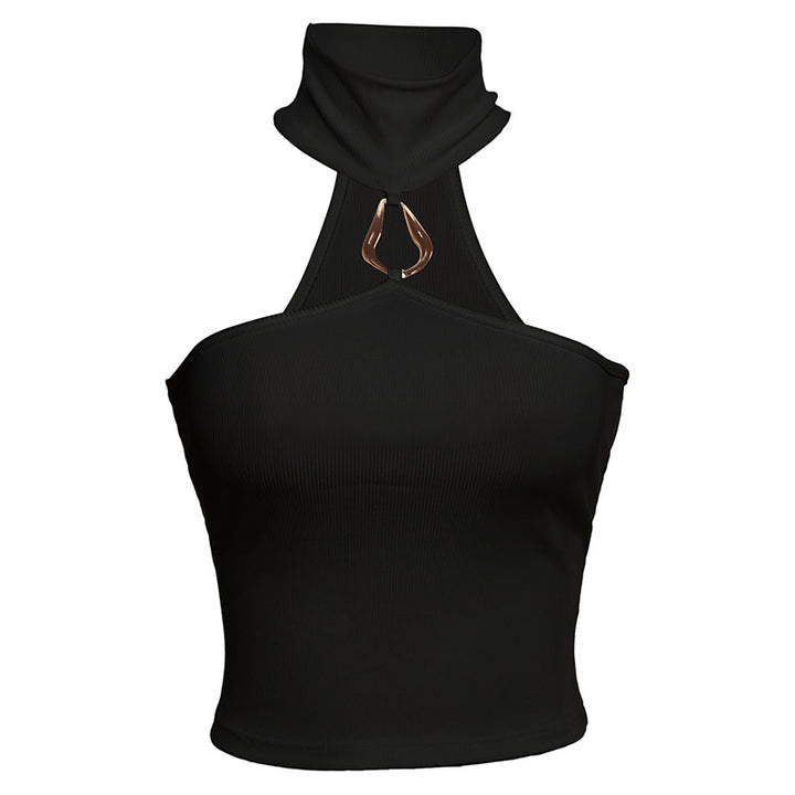 Kvinders sporty crop-top med smagfuld choker og dekorativ detalje Skovae