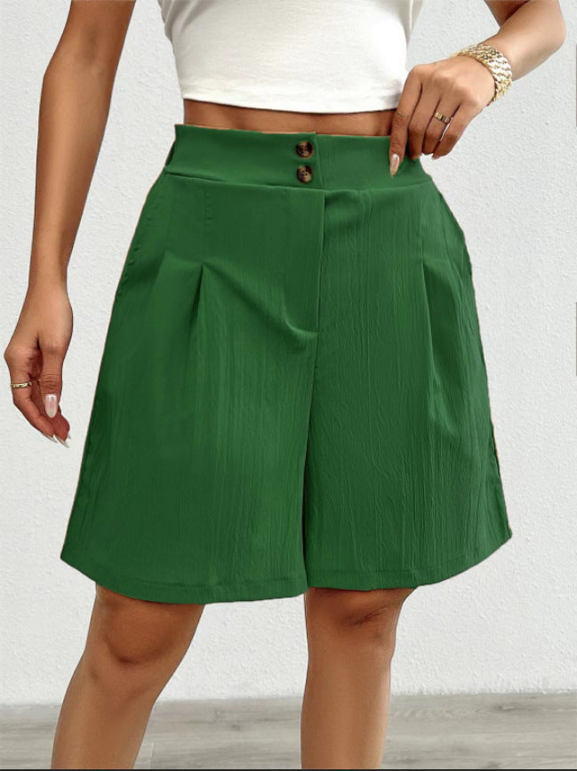 Dame Elegante Shorts med knaplukning og plisseret design Stilla