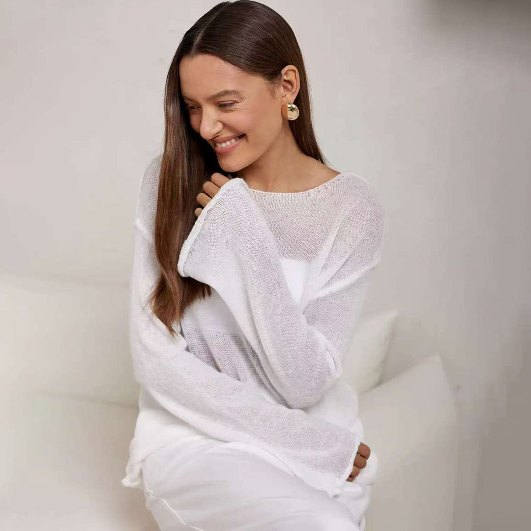 Damer luftig off-shoulder sweater med bred pasform lavet af fin strik kvalitet Stilla
