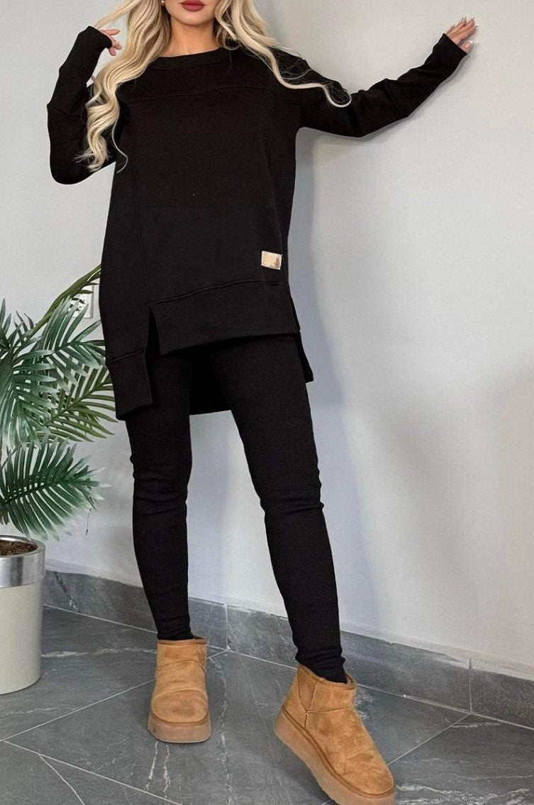Dame afslappet lounge-sæt med brede sweatshirts og komfortable leggings Stiila
