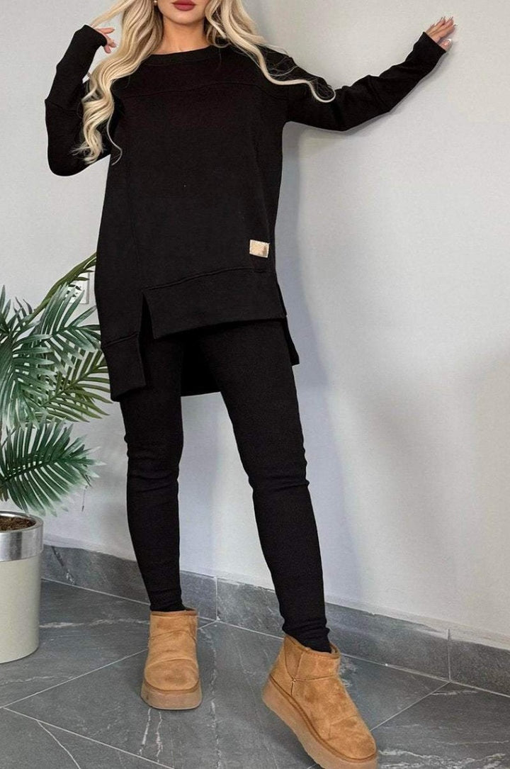 Dame afslappet lounge-sæt med brede sweatshirts og komfortable leggings Stiila