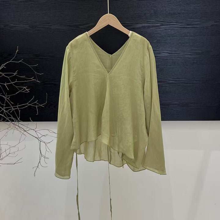 Femme Loose-Fit Laget V-Udskæring Bluse Stilla