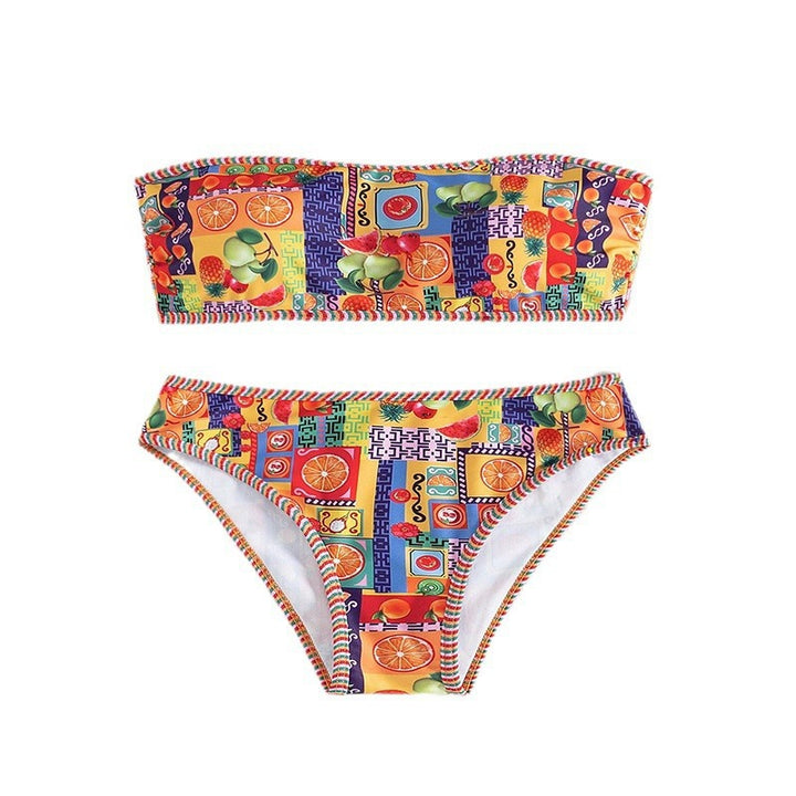 Dame Bandeau-bikini med glad frugt mønster Skovae