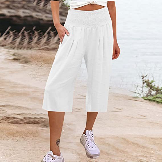 Damer Elegant løs Culotte med elastisk bælt og folder Stilla